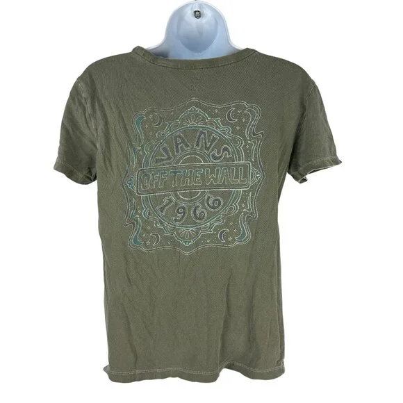 Vans Off The Wall Graphic Tee Olive Green 1966 Design XS Short Sleeve Cotton - Picture 2 of 6